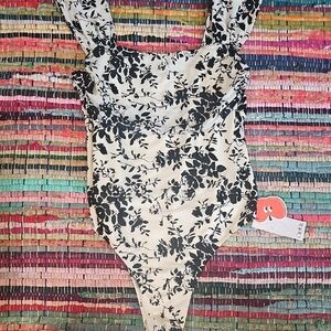 Cider Black and White Bodysuit Floral Elegance